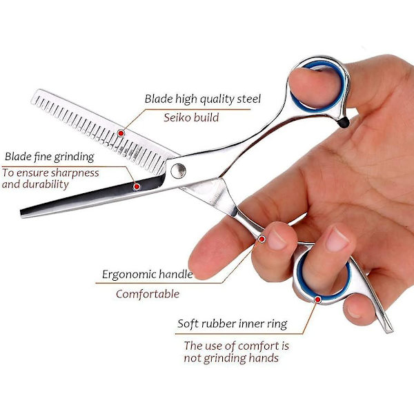 7'(18cm) 2 stk. Blå Frisørsakse Professionelle Hårsakse Udtynding Barber Salon Hårklippende Rustfrit Stål