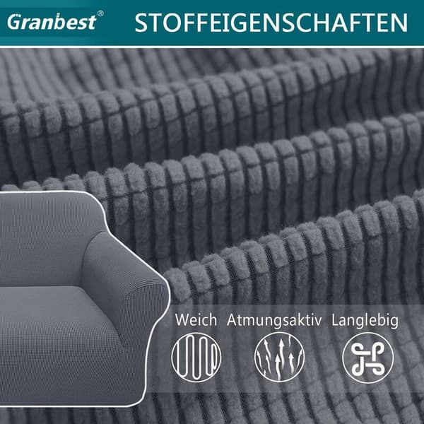 Grå 3-personers moderne sofaovertræk, Jacquard, elastisk, til stue, ideel som beskyttelse mod hunde og kæledyr