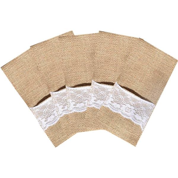 20 kpl pitsi-burlap-aterimienpidikkeitä - aterimille, veitsille ja