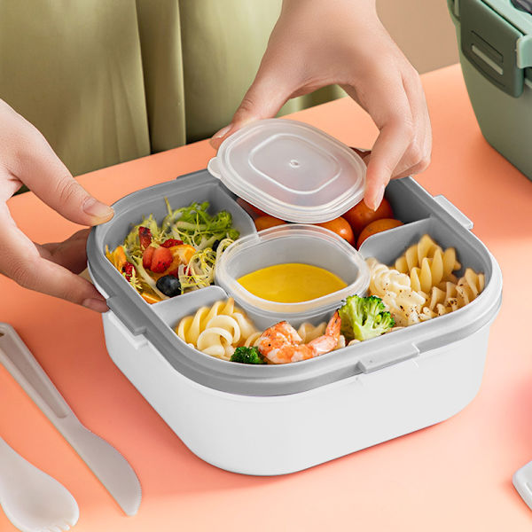 Sallad - Stapelbar Lunchlåda med Stor 1200ml Salladskål,