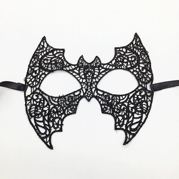 Svart spetsfladdermusmask, maskerad ögonmask, gotisk vampyrfladdermus