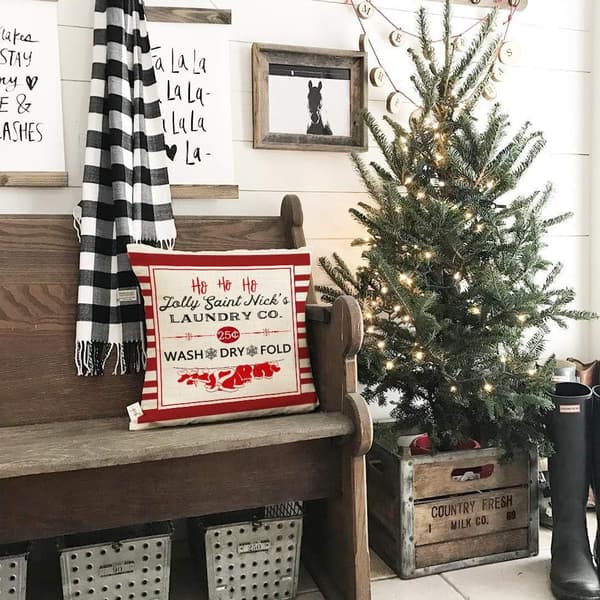 4 Rustic Red Striped Christmas Pillowcases Winter Holiday