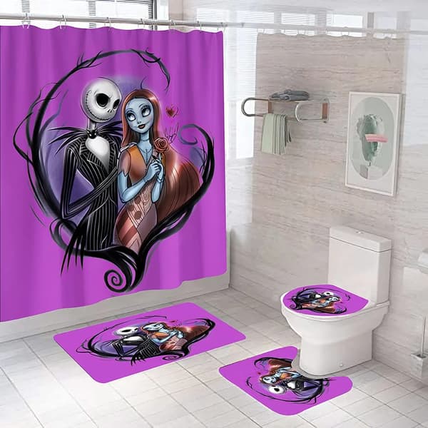 Sett med 4 Nightmare Before Christmas Baderomsett med Dusj