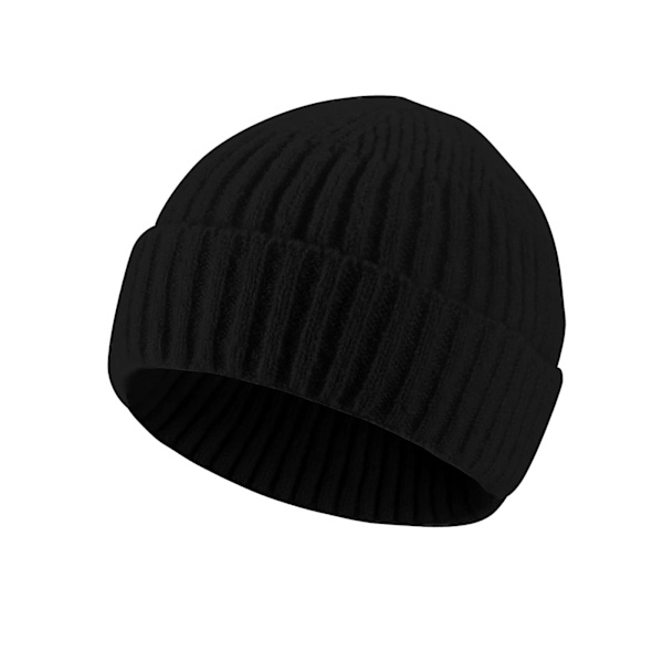 1 sort neutral beanie strikket hue