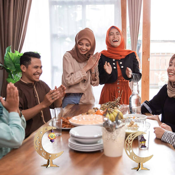 2 stycken Ramadan-prydnader Eid Mubarak Träbordsprydnad