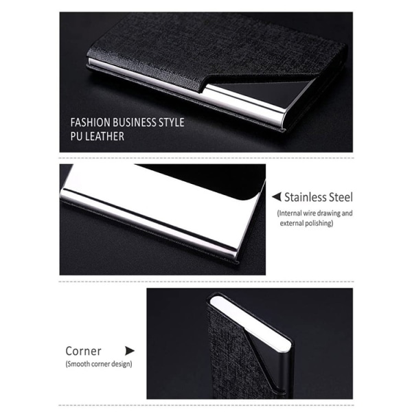 2 Pak Slank Professionel PU Læder Visitkort Holder + 