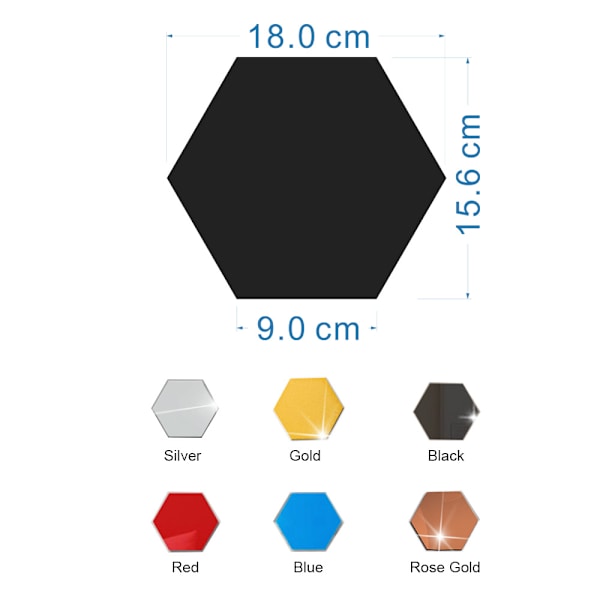 12 st Hexagonala, Silver Akryl Spegel Självhäftande Vägg Spegel Vägg