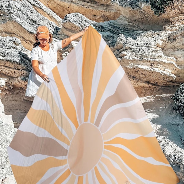 Vedenpitävä hiekankestävä rantapeitto, 213 cm x 198 cm erittäin suuri rantamatto 4 aikuiselle