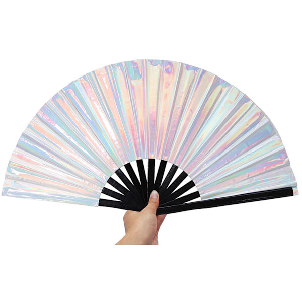 1 Stykke Sølv Laser Foldbar Fan Kung Fu Fan Foldbar Fan