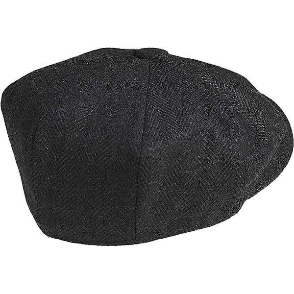 Platt hatt åttkantig hatt vintage hatt svart