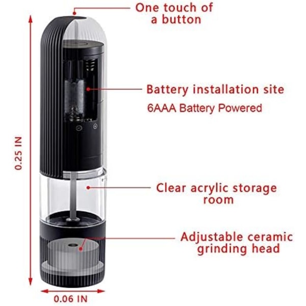1 stk. (Sort) Elektrisk Peberkværn, Køkken Automatisk En