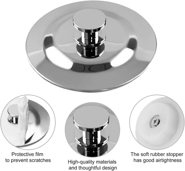 45mm Avløpsstopp for Vask, Rustfritt Stål Baderom Vaskestopp, Enkel