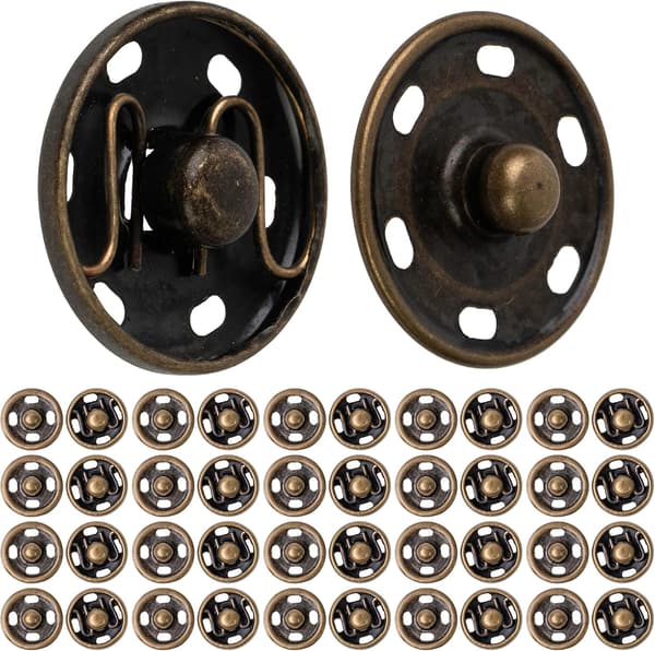 Sy-knapper, Ø 12 mm, 20 par i messingfarge, Spenner for