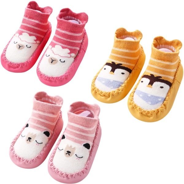 3 pieces of baby slippers and socks cotton non-slip shoes and socks