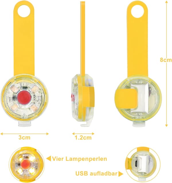Sikkerheds LED Blinkende Lys til Hunde (Gul), Katte - USB Genopladelig