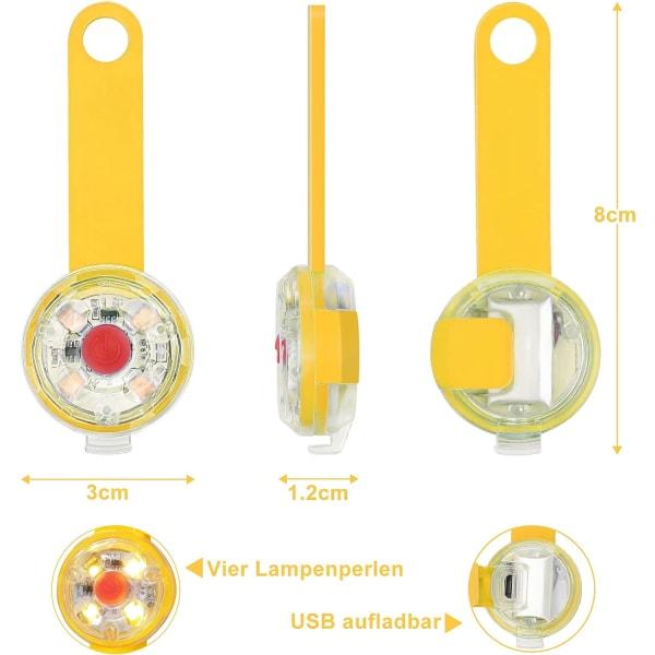 Sikkerhet LED-blinklys for hunder (gul), katter - USB-oppladbar