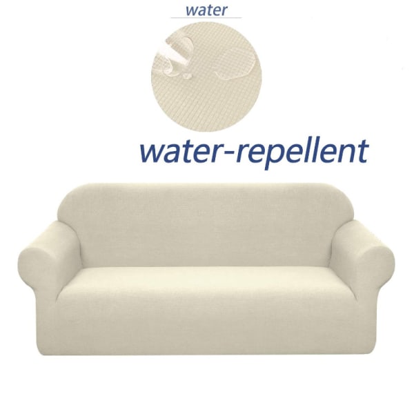 Beige Tyk Fløjls Sofa Betræk 3 Personer Super Stræk Sofa