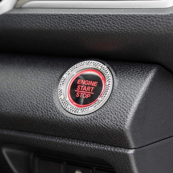 2 stk. Push Start-knapper Bling Ringe Auto Bil Motor Start Stop