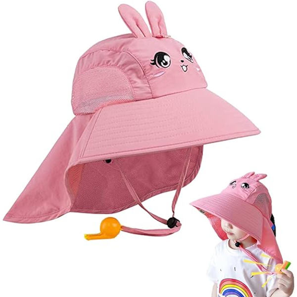 Børne solhat, lyserød prinsesse [kanin] børne UV-beskyttelseshat