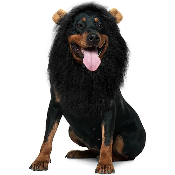 Løvemanke-Parukk, Justerbar Kjæledyrkostyme med Ører for Hund, Hodeplagg