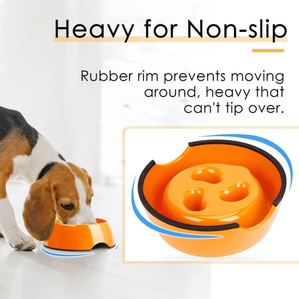 Orange Anti-Gluttony Skål til Hund og Kat, Skridsikker Foder Skål