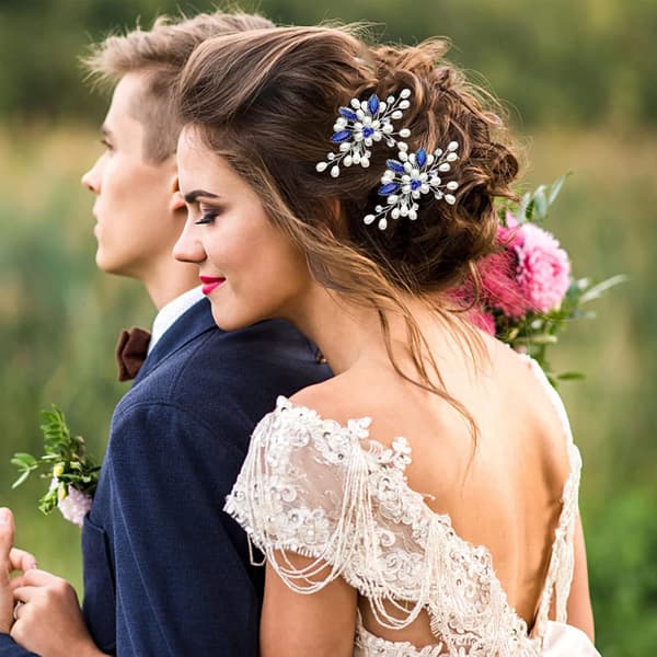Blomster Bryllupshårklemmer, Perle Bryllupshårtilbehør,