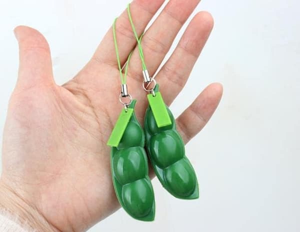 Nyckelring, 3-pack Crush Keychain Squeeze Bean Squishy Sojabönor för