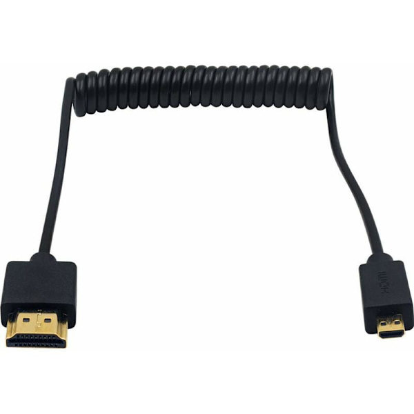 Micro HDMI til HDMI-kabel, HDMI til Micro HDMI spiral kabel, Micro