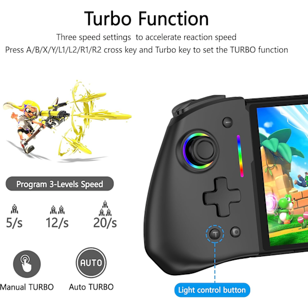 Switch-kontroller för Nintendo Switch/OLED, Uppgraderad Fullstorleks Ergonomisk Handhållen Läge Nintendo Switch OLED Kontroller