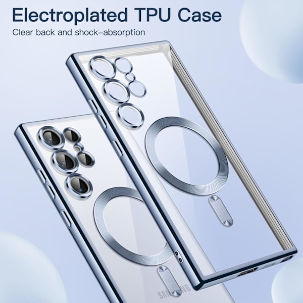 Transparent blød cover kompatibel med Samsung Galaxy S24 Ultra 6,8 tommer, fuldt beskyttet kameralinse
