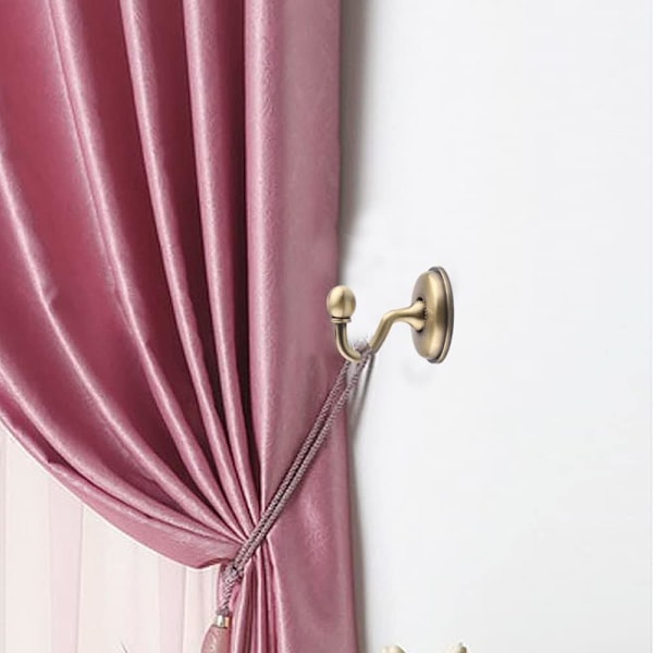 2 stk Gardinholdere, Bronse Gardin Krok, Vintage U Vegg