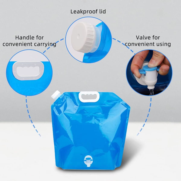 Vanntank Foldbar Bag 10L Stor Kapasitet med Ventil