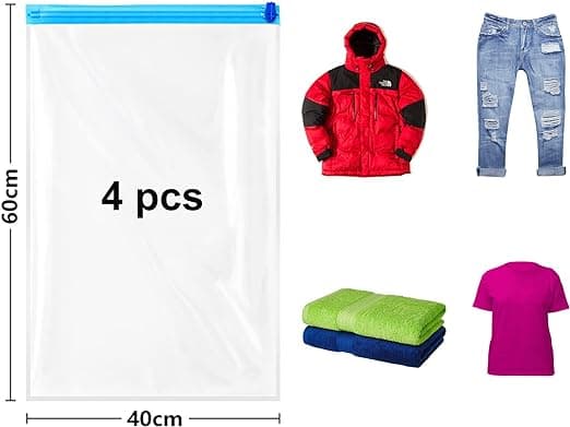 4 40 * 60cm reseväskor med rulluppförvaring, kompressionspåsar,