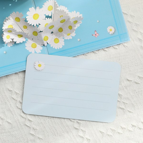 1 stk Popup-kort med blomster \"Tusindfryd med sommerfugl\" 3D blomst