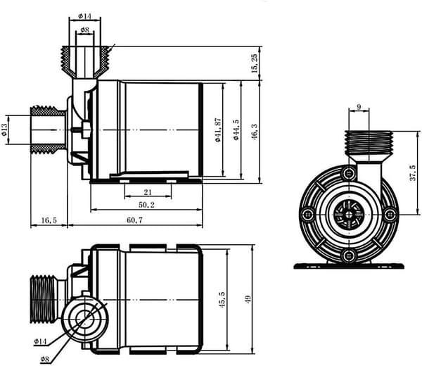 1 st Ultra Quiet Mini Borstlös Motor Nedsänkbar Vattenpump Dc 1