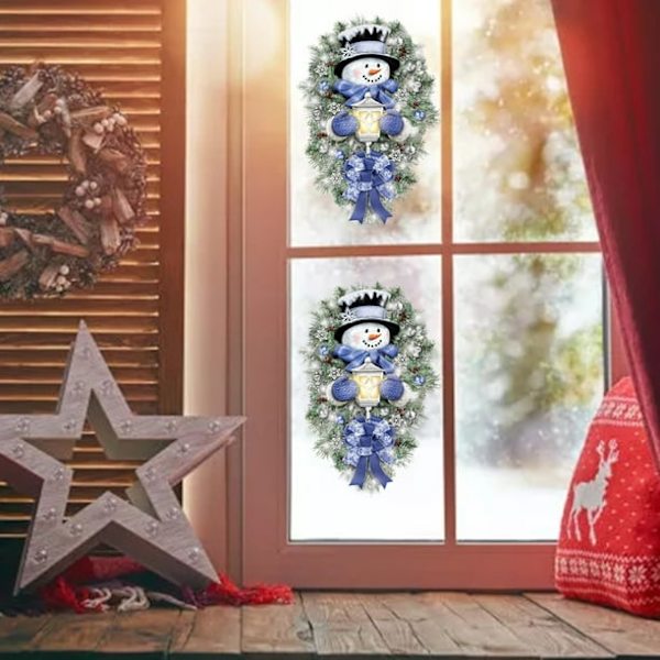 Julklappsväggsdekaler 2 st Snögubbe Krans Design Dekorativa