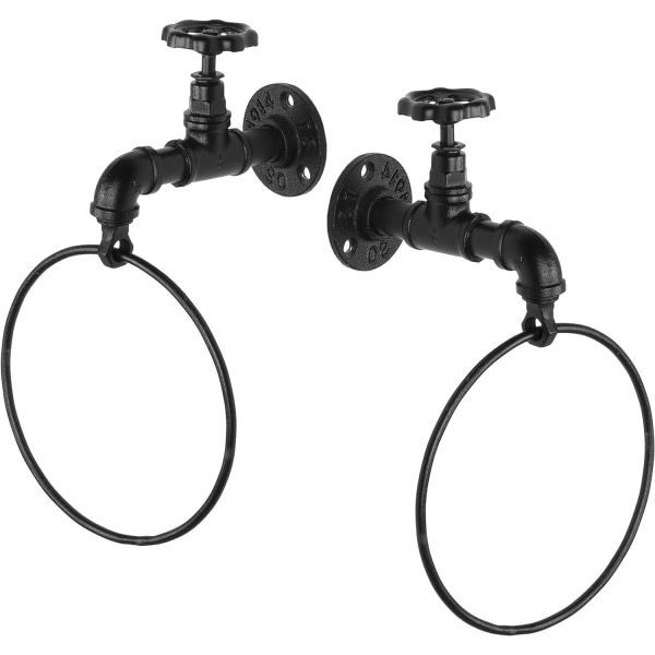 Vægmonteret Rustik Industriel Hane Design Sort Metal Servietring