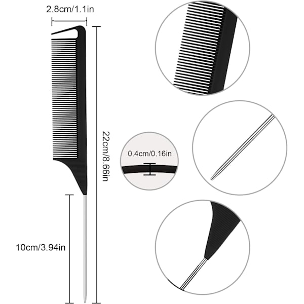 3 stk. Fletning Delingskam, Rottehalekam, Stålpin, Kulfiber