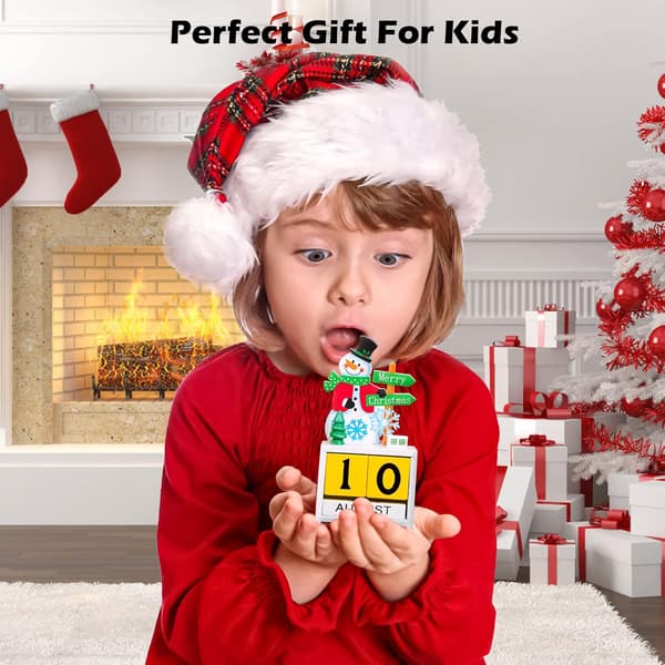 1 Julkalender i trä med ornament, presentförpackad julgåva