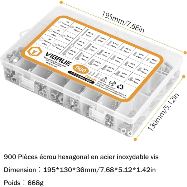 900 kpl M3 M4 M5 304 Ruostumattomasta Teräksestä Valmistettuja Kuusiokolokantapultteja