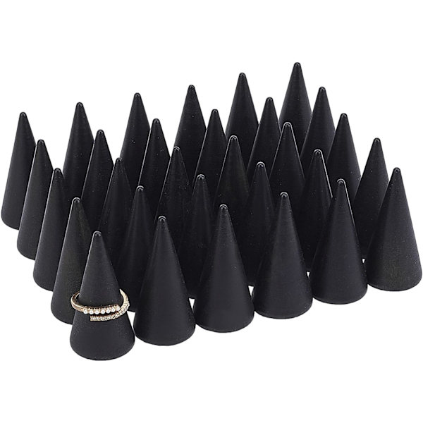 30 stk svarte solide trekoner ringdisplaystativ ringholder