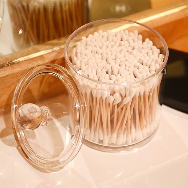 4-pack bomullsrondellförvaringslåda, bomullsrondelldispenser, plastbomull