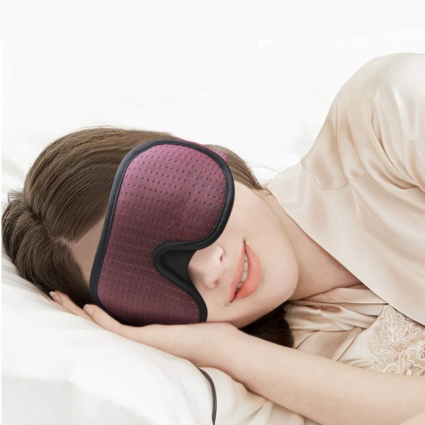 Röd sömnmask, 3D Silk Mesh ögonmask, andas bekväm