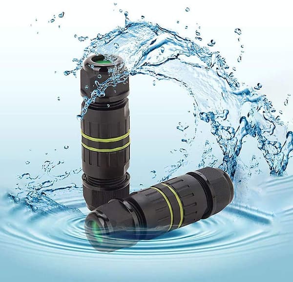 Vandtæt samledåse / 2 IP68 vandtætte kabelforbindelser / Ydre kappeforbindelse / Kabelforbindelse 10 mm maks / (3 ben)