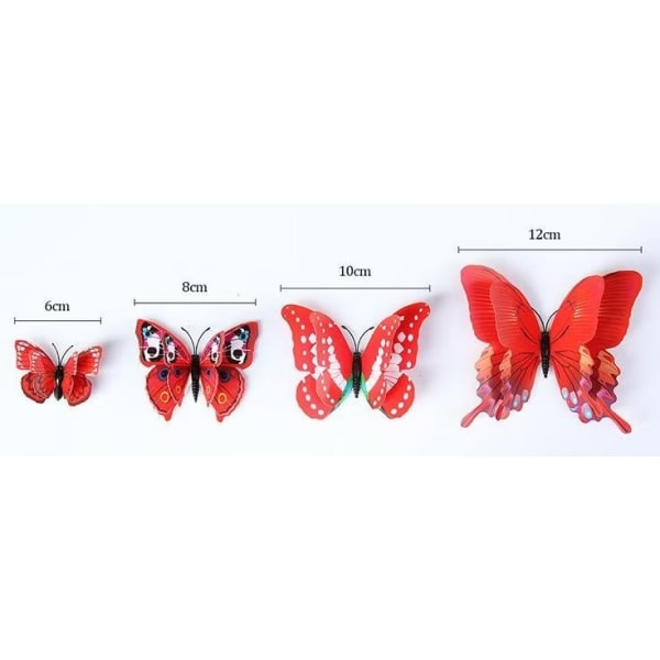 12 stk Butterfly Series 3D Butterfly Veggdekor Veggklistremerker