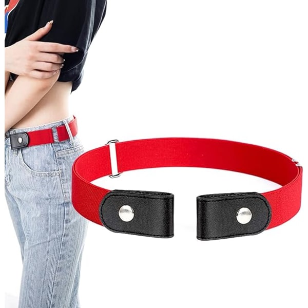 Lazy Women's Elastisk Bælte (Rød), 100cm Spænde-Frit Bælte, Hakata
