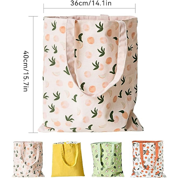 Canvas Tote Bag, 40cm x 36cm (Citron Gul), Indkøbstaske