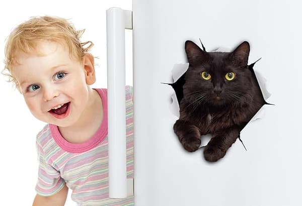 3D-kattdekaler - 3-pack - Svarta kattdekaler för