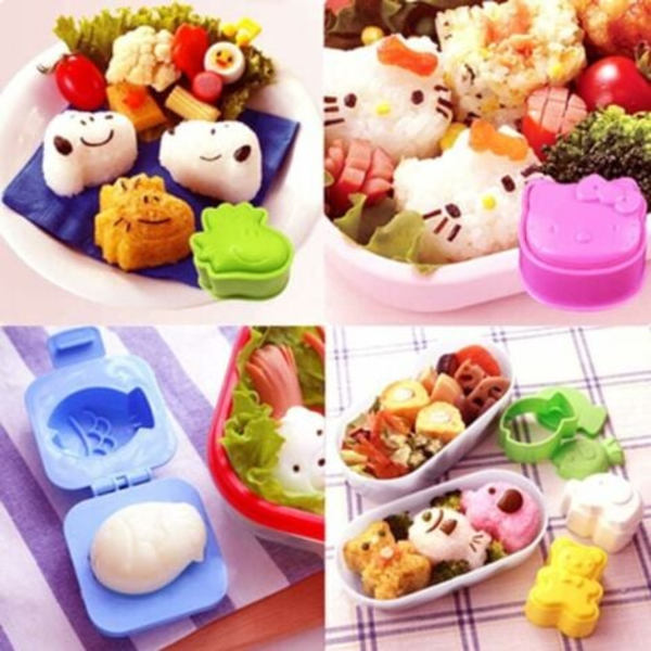 6 st plastformar för ägg, bakformar för äggkokning, ägg-sushi-risform, Bento-tillverkare, sandwich-skärare
