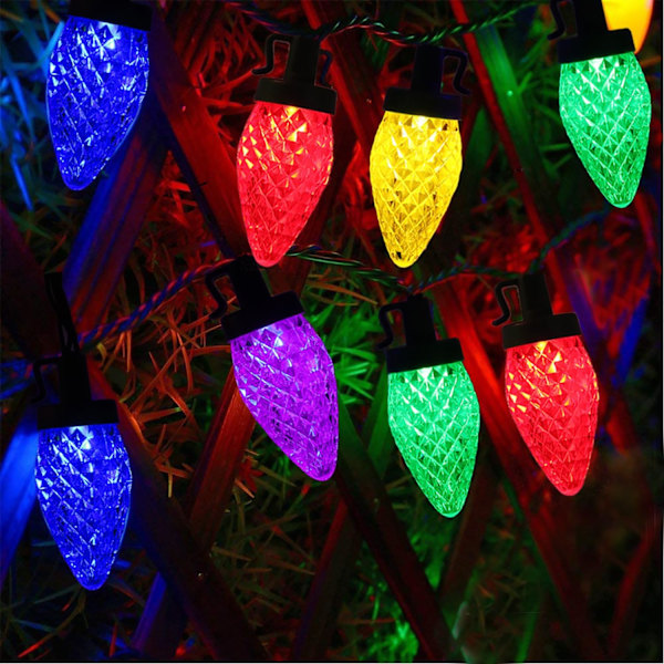 25,7FT 50LED Batteridrevne Julelys, 8 Tilstande Julepynt Indendørs Lys, Vandafvisende C9 Julelys